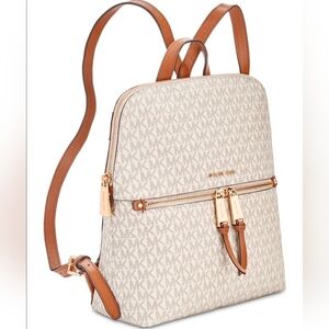 Michael Kors Brown and Cream Signature Backpack